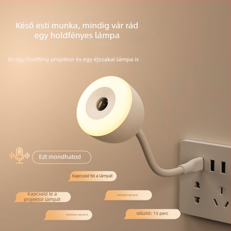 USB csillagos ég projektáló lámpa hálószobába – hang- és távirányításos fény, hold-projekció, éjszakai fény