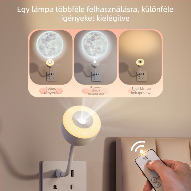 USB csillagos ég projektáló lámpa hálószobába – hang- és távirányításos fény, hold-projekció, éjszakai fény