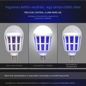 LED szúnyogriasztó izzó, E27-es foglalattal – kettős használat: világítás és fizikai védelem otthonra