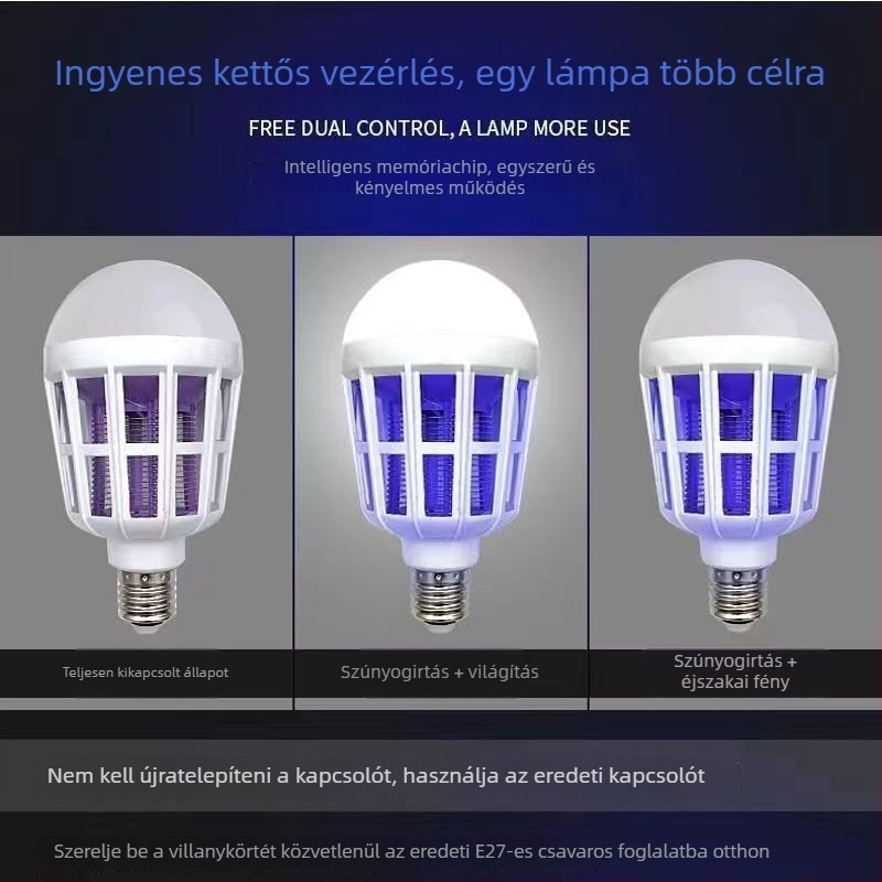 LED szúnyogriasztó izzó, E27-es foglalattal – kettős használat: világítás és fizikai védelem otthonra