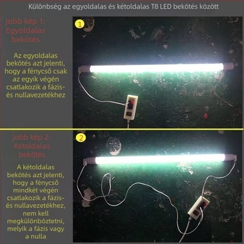 T8 LED cső, egyoldali tápellátás, 1.2 m, 18 W, üvegcsík, nappali világítás, nagy fényerő