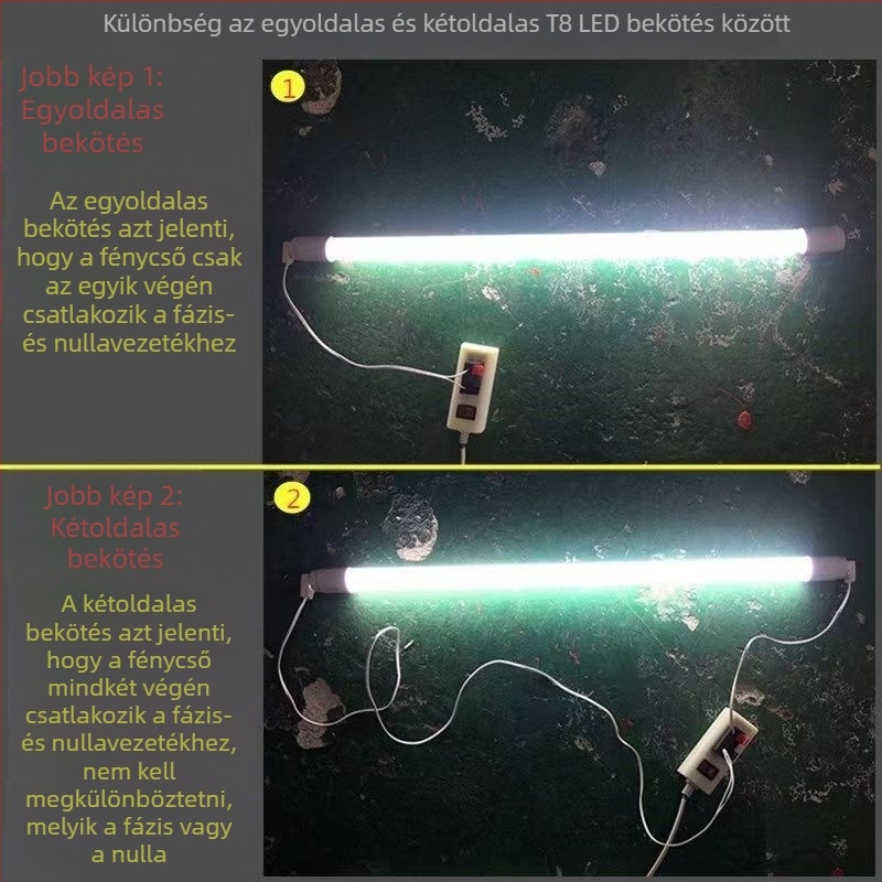 T8 LED cső, egyoldali tápellátás, 1.2 m, 18 W, üvegcsík, nappali világítás, nagy fényerő