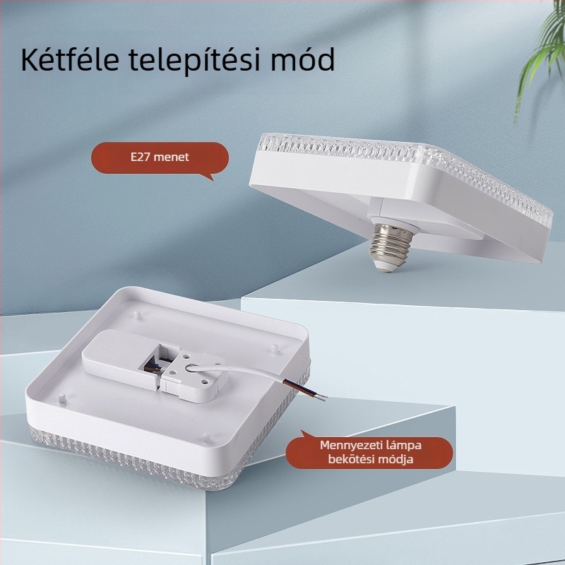 LED otthoni világítás, E27-es foglalatú, kristályos négyszögletes lámpa, folyosóra, erkélyre, hálószobára, nappalira és dolgozószobára