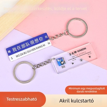 Akril dalszöveg kulcstartó – személyre szabott dalszöveg medál – DIY zenei kiegészítő