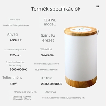 Feltölthető kemping kézi lámpa szemvédő éjszakai fény és ágynál LED környezeti világítással