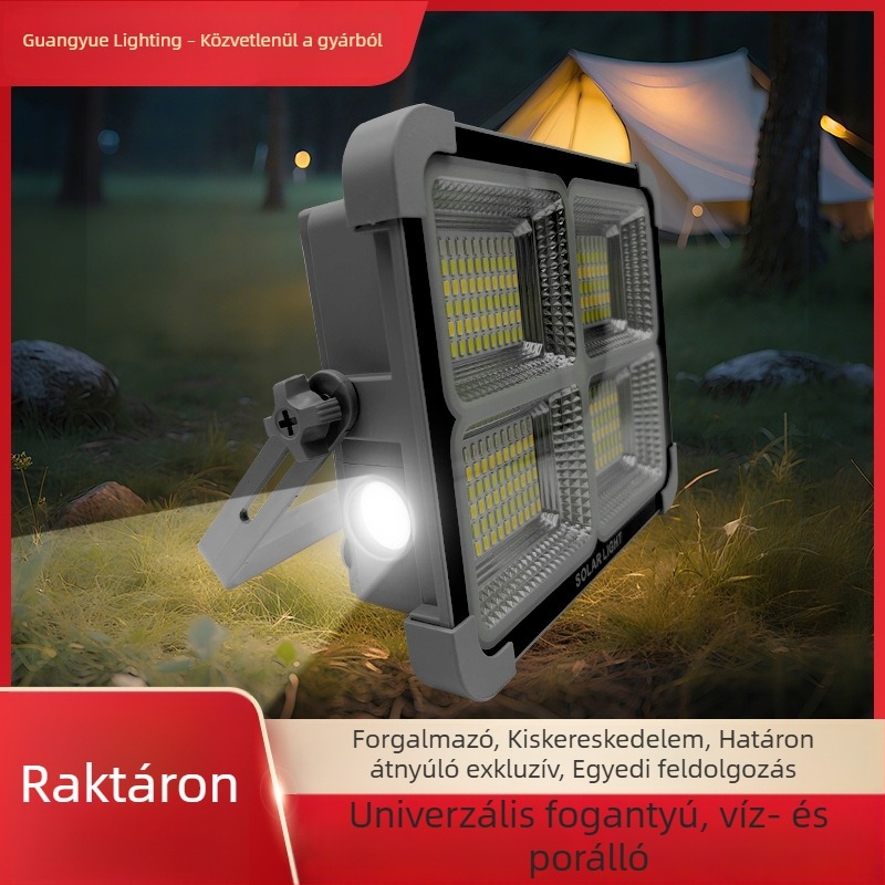 200W-os napelemes kültéri reflektor, ultranagy fényerő, Power Bank funkcióval és vészvilágítással kültéri használatra
