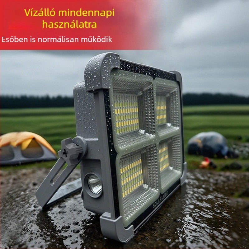 200W-os napelemes kültéri reflektor, ultranagy fényerő, Power Bank funkcióval és vészvilágítással kültéri használatra