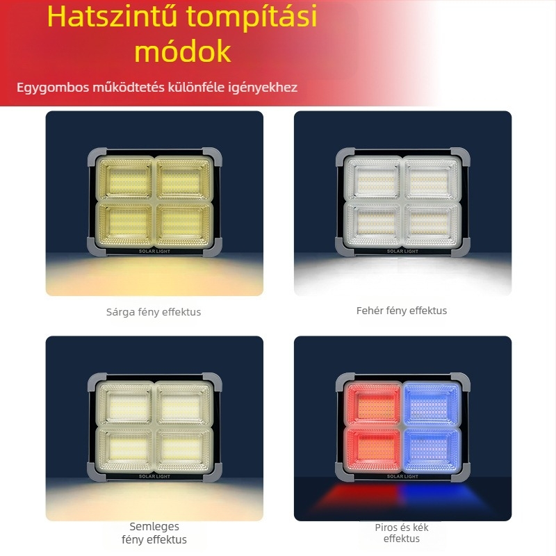 200W-os napelemes kültéri reflektor, ultranagy fényerő, Power Bank funkcióval és vészvilágítással kültéri használatra