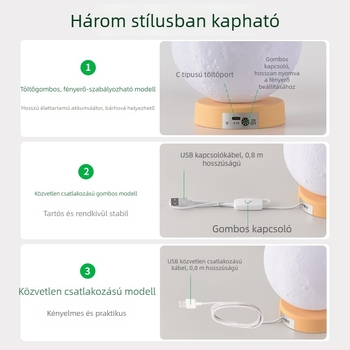 Planétakerekű LED asztali és éjjeli lámpa – újratölthető éjszakai fény a hálószobába