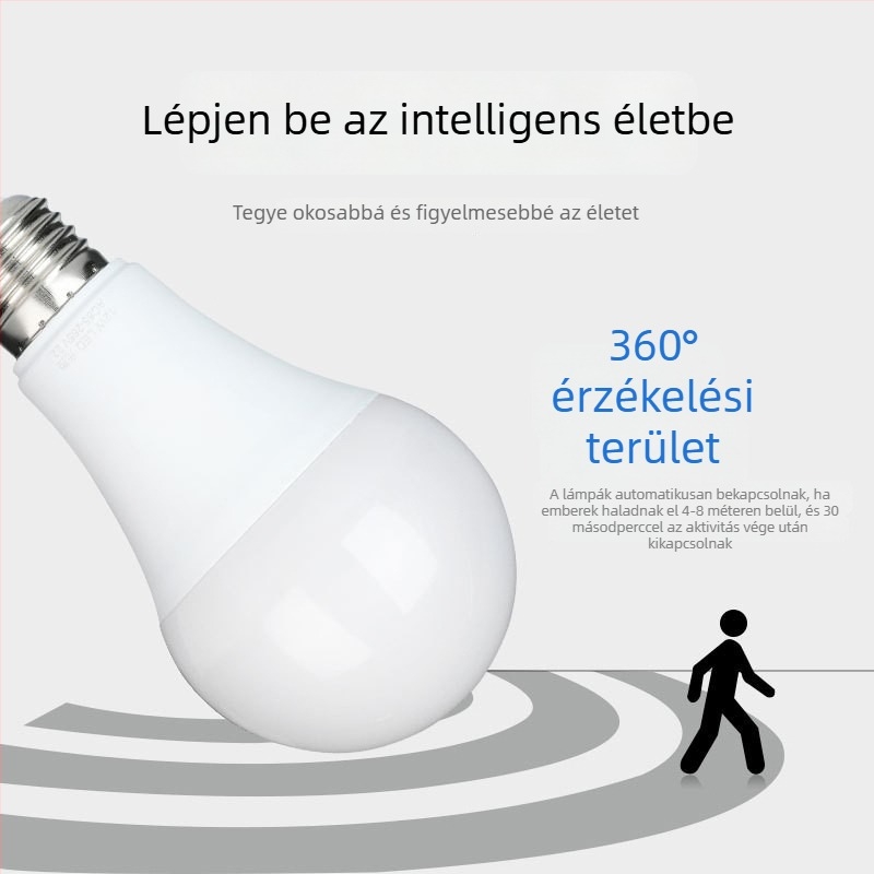 LED lámpa radaros mozgásérzékelővel — infravörös testérzékelő, otthoni folyosók, előcsarnokok és garázsok számára, széles feszültségtartomány, állandó áramerősségű LED-izzó