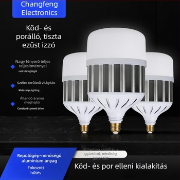 LED gömblámpa E27-es csavaraljzattal, ezüst színben, köd és por elleni védelemmel, raktáraknak, műhelyeknek és stadionoknak – 50W–100W, ultra fényes