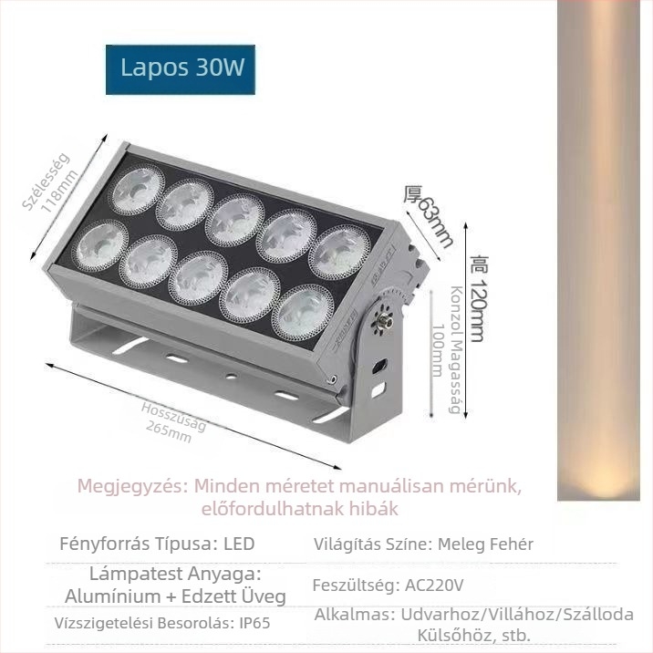 LED egyetlen sugárú spotlámpa, vízálló, kültéri falmosó világítás, távirányítású vetítéses spot, hosszú kilövésű oszloplámpa