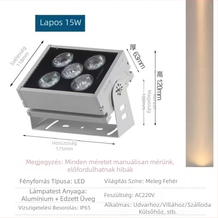 LED egyetlen sugárú spotlámpa, vízálló, kültéri falmosó világítás, távirányítású vetítéses spot, hosszú kilövésű oszloplámpa