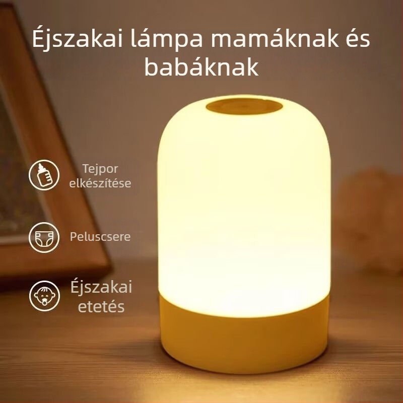 LED éjszakai lámpa, újratölthető, csatlakoztatható a konnektorhoz, kétfunkciós a hálószobában – olvasáshoz és alváshoz