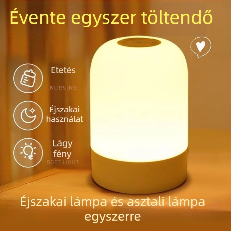 LED éjszakai lámpa, újratölthető, csatlakoztatható a konnektorhoz, kétfunkciós a hálószobában – olvasáshoz és alváshoz