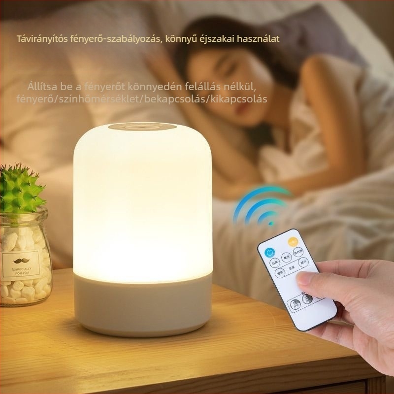 LED éjszakai lámpa, újratölthető, csatlakoztatható a konnektorhoz, kétfunkciós a hálószobában – olvasáshoz és alváshoz