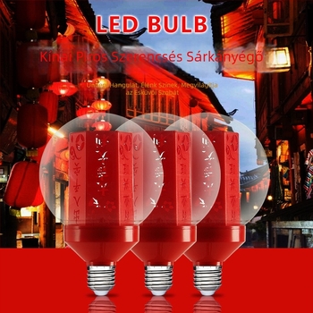 Színes Dragon Ball LED izzó E27-es foglalattal, sárkánytánc lámpa, piros fény