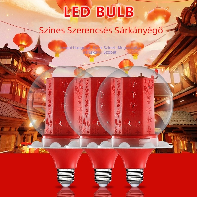 Színes Dragon Ball LED izzó E27-es foglalattal, sárkánytánc lámpa, piros fény