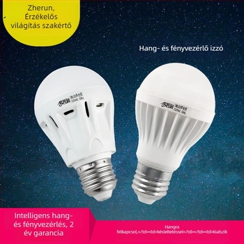 LED hang- és fényvezérlésű izzó, szenzoros testérzékelővel és intelligens radarral, E27 foglalat, 220V, 630 lm, 180° sugárzási szög, IP20, CRI ≥ 80, PF 0.5