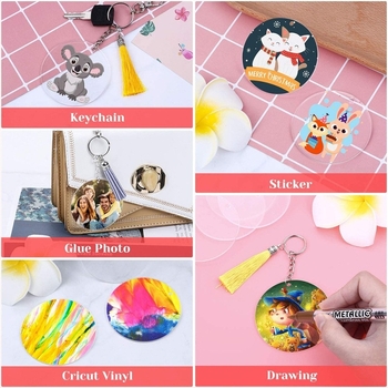 30 darabos átlátszó akrilkör alap kulcstartó DIY készlet