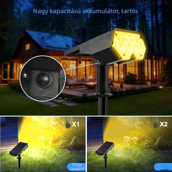 20 LED-es napelemes gyeplámpa, magas fényerő, kültéri kertészeti spotlámpa talajba szúrható