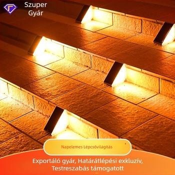 Napelemes LED kerti út- és lépcsővilágítás – háromszög alakú, kültéri, IP65, fúrás nélküli szerelés