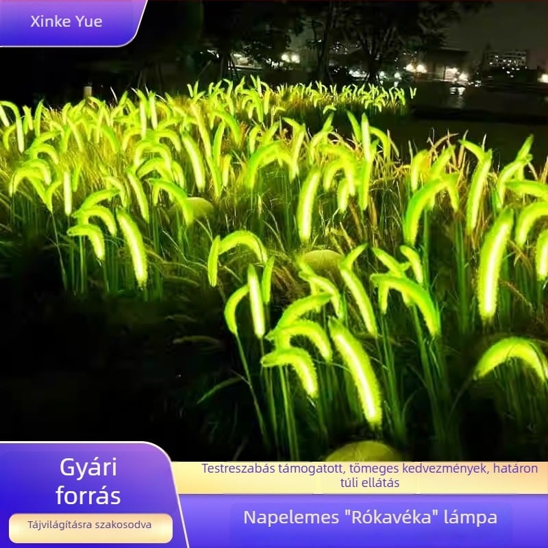 Napenergia lámpák Foxtail Grass formában parkokhoz, sétányokhoz és udvarokhoz — kültéri tájvilágítás, vízálló kivitel