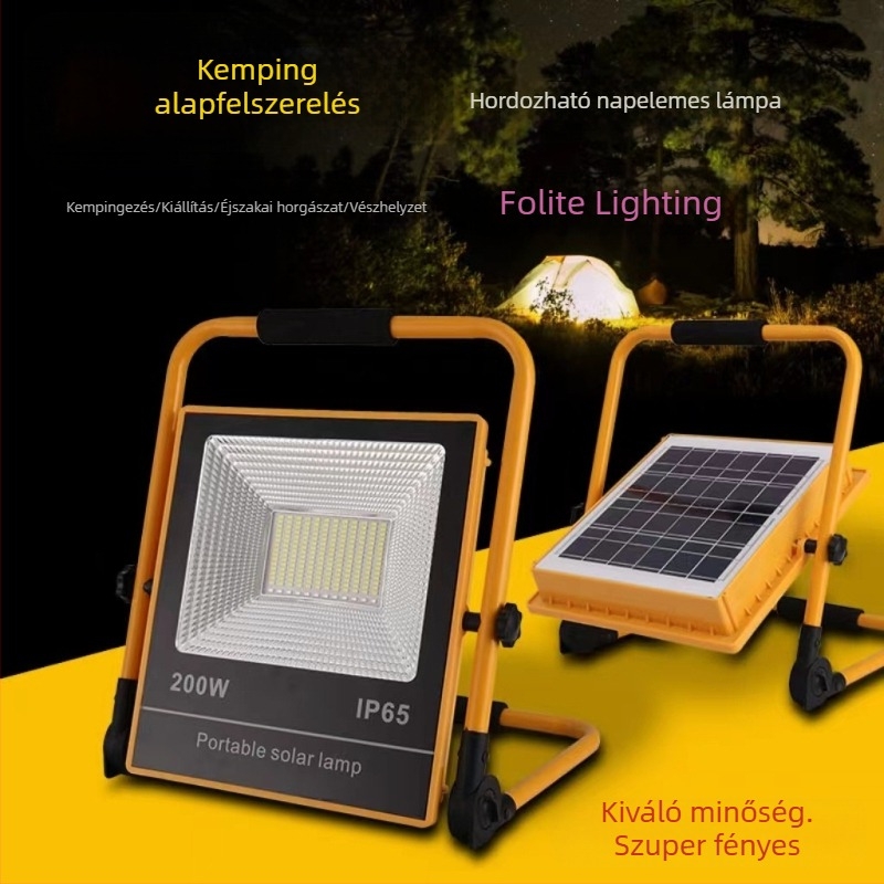 LED újratölthető reflektorfény, kültéri vészvilágítás, IP65, 60W, hordozható kempinghez és munkahelyekre