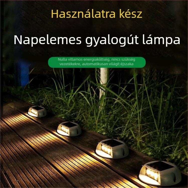 Napelemes járdavilágítás, IP65 vízálló LED a lépcsők és kert számára, 360 lm, meleg fehér