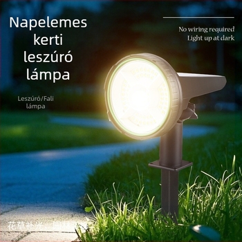 Napelemes kültéri gyepvilágítás talajba szúrható kivitelben, több színű kertvilágító reflektor fáknál és tájképeknél, automatikus bekapcsolás sötétedéskor