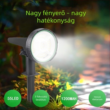 Napelemes kültéri gyepvilágítás talajba szúrható kivitelben, több színű kertvilágító reflektor fáknál és tájképeknél, automatikus bekapcsolás sötétedéskor