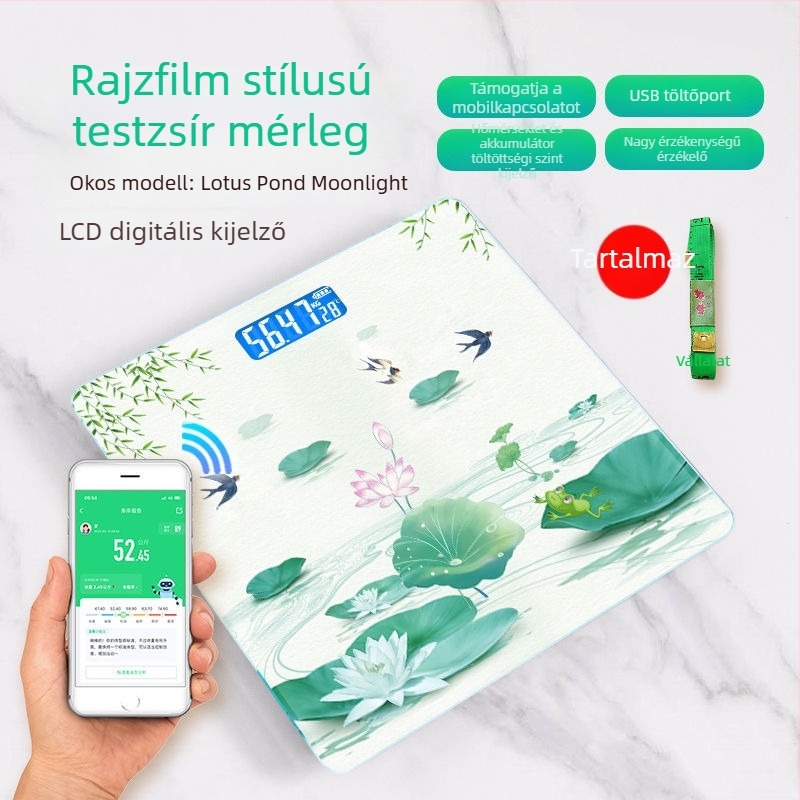 Digitális testsúly- és testzsírmérő, otthoni használatra, pontos és tartós, felnőttek és diákok számára