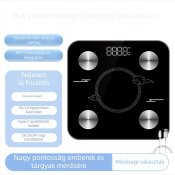 Új modell professzionális testzsírmérleg, újratölthető, elektrodákkal, otthoni használatra, nagy precizitás.