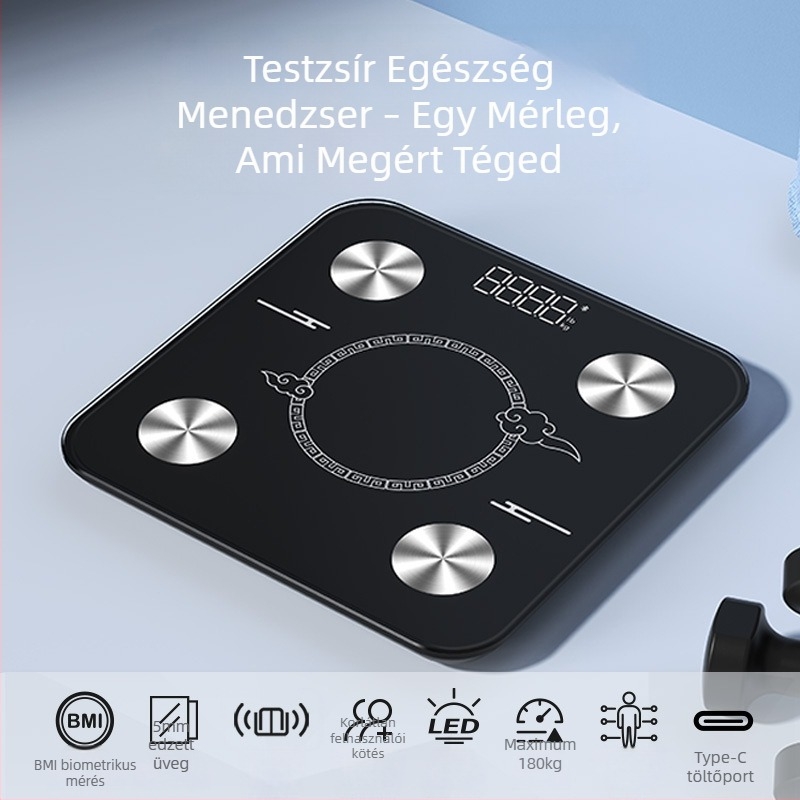 Új modell professzionális testzsírmérleg, újratölthető, elektrodákkal, otthoni használatra, nagy precizitás.