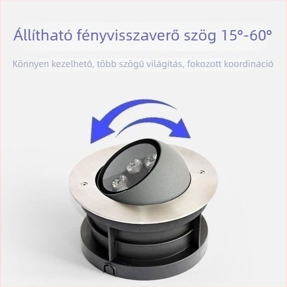 Kültéri LED földalatti világítás állítható szöggel, oldalsó fénykibocsátás, döntött fejű reflektor tájképhez és sétányokhoz
