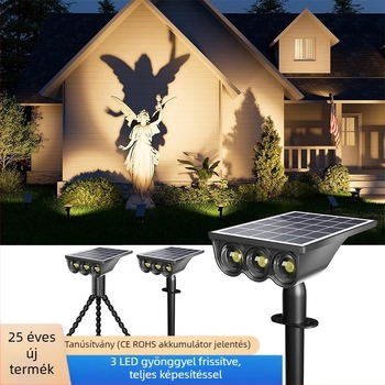 3 LED-es napelemes fénypont a fűre és a kertre – földbe szúrható dekoratív kültéri világítás
