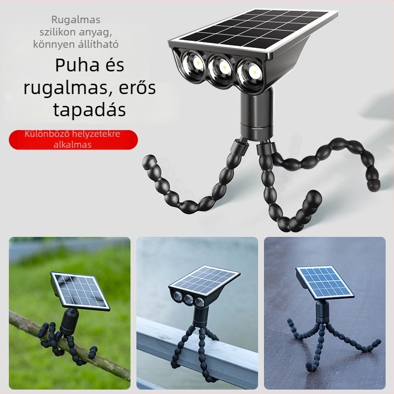 3 LED-es napelemes fénypont a fűre és a kertre – földbe szúrható dekoratív kültéri világítás