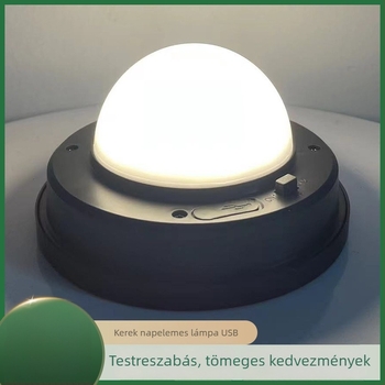 USB-töltésű kör alakú napelemes lámpa kültéri, vízálló LED világítás