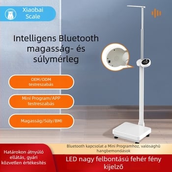 Bluetooth-képes magasság- és testsúlymérleg, újratölthető, hangos bejelentéssel, intelligens elektronikus mérleg