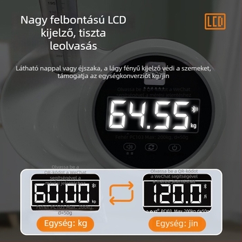 Bluetooth-képes magasság- és testsúlymérleg, újratölthető, hangos bejelentéssel, intelligens elektronikus mérleg