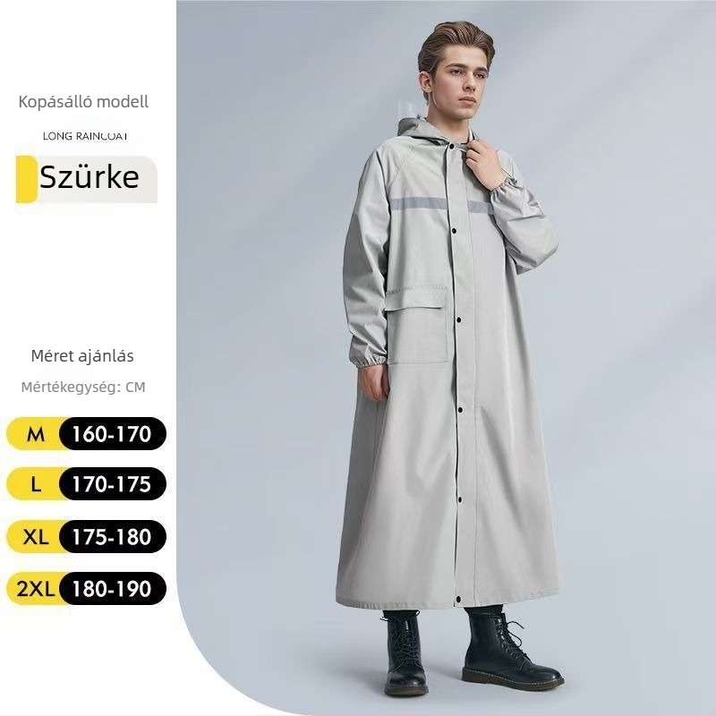 Hosszú, egyrészes esőkabát férfiak és nők számára, ideális túrázáshoz és kerékpározáshoz