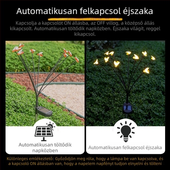 Méhe motívumos napelemes kerti lámpa – kültéri, vízálló földre szúrható lámpa udvarra