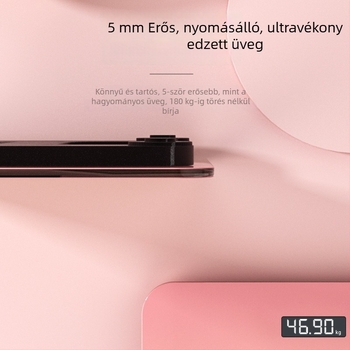 Intelligens testtömegszámláló akkumulátoros újratölthető, otthoni használatra, edzett üveglap, 360 kg teherbírás, 3 hüvelykes LED kijelző