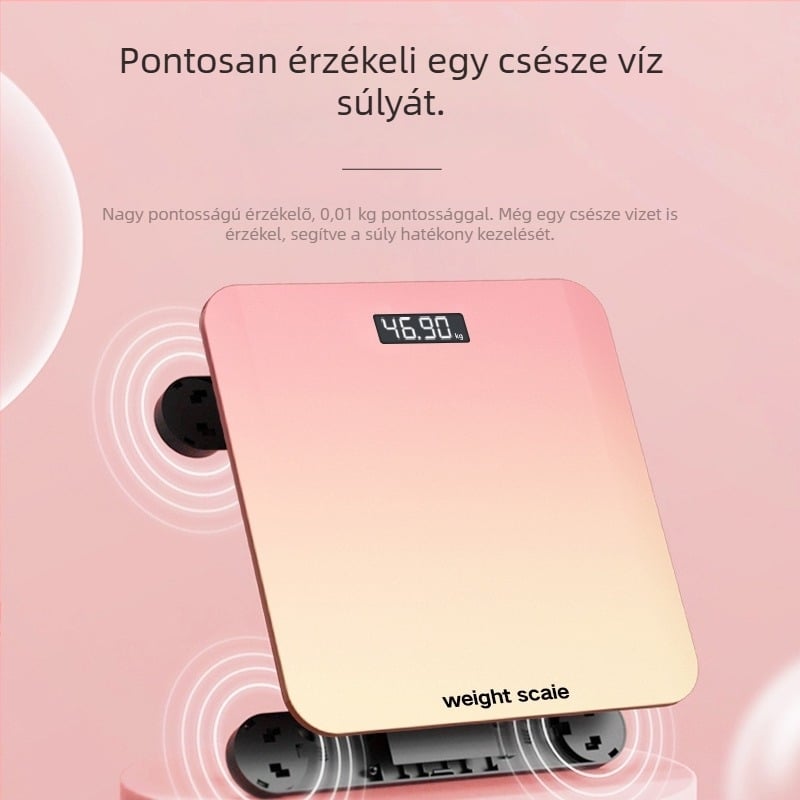 Intelligens testtömegszámláló akkumulátoros újratölthető, otthoni használatra, edzett üveglap, 360 kg teherbírás, 3 hüvelykes LED kijelző