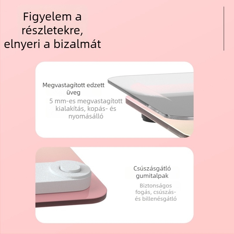Intelligens testtömegszámláló akkumulátoros újratölthető, otthoni használatra, edzett üveglap, 360 kg teherbírás, 3 hüvelykes LED kijelző