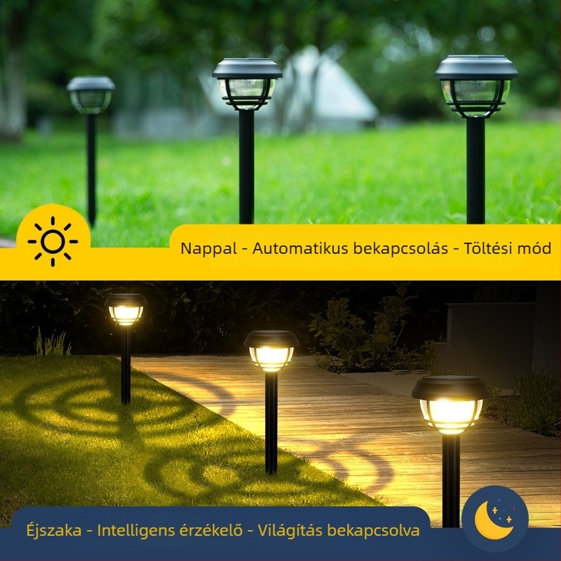 Napelemes LED földbe süllyeszthető lámpa kültéri használatra, vízálló tájvilágítás, kör alakú kivitel udvarhoz és kerthez