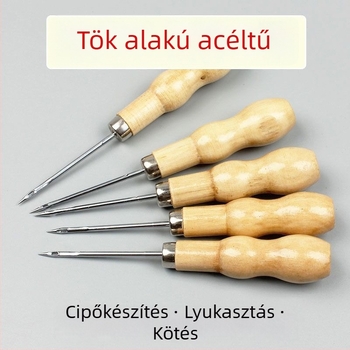 Rozsdamentes acél cipőjavító szúróeszköz – lyukkal és egyenes horoggal