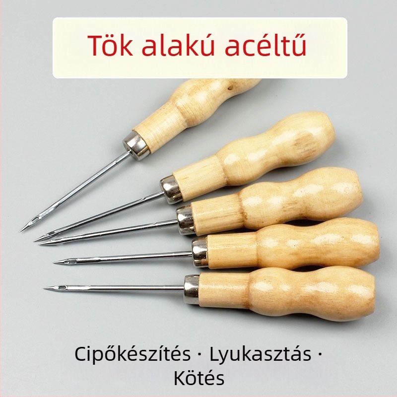 Rozsdamentes acél cipőjavító szúróeszköz – lyukkal és egyenes horoggal