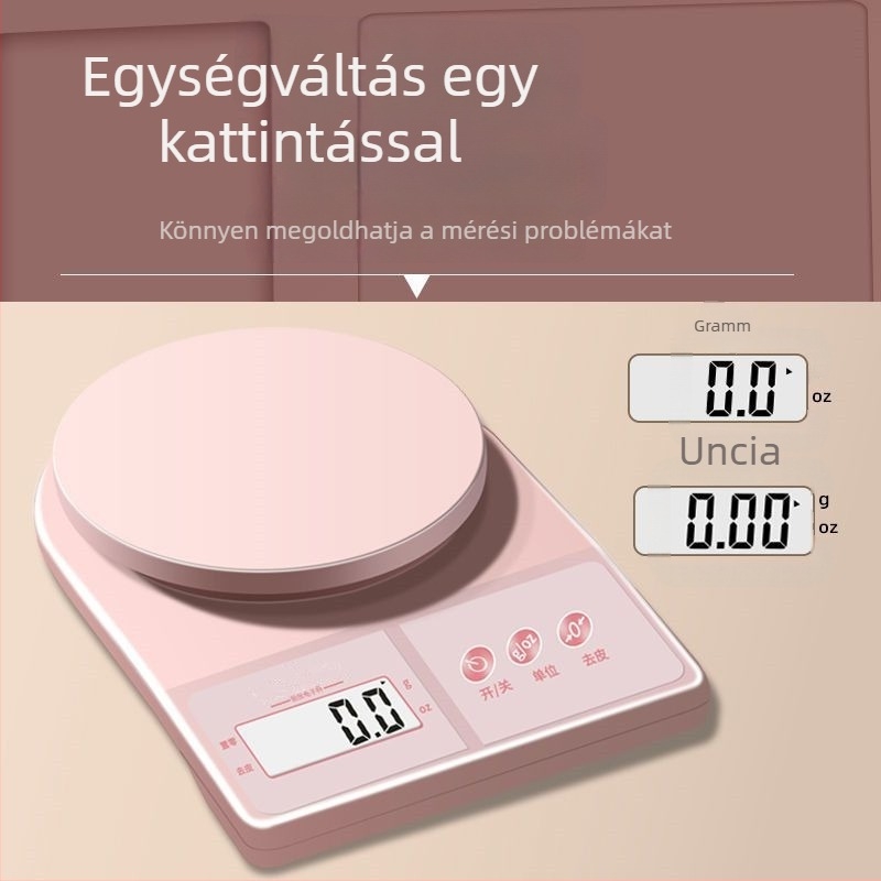 Nagy pontosságú digitális konyhai mérleg, kompakt grammos mérleg sütéshez és élelmiszerek mérésére, újratölthető