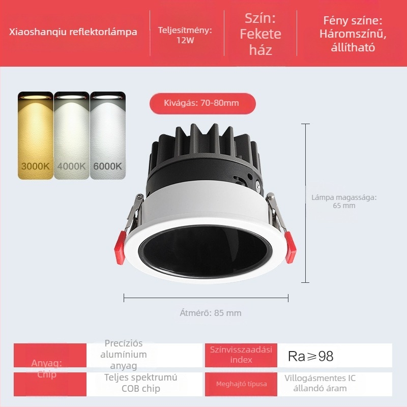 LED beépített spotfény anti‑glare downlighttal, otthoni falakhoz és mennyezethez, szembarát falmosó világítás